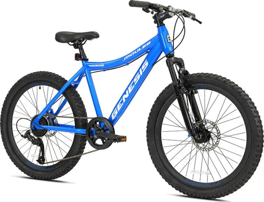 Genesis Boys Mountain Bike, Blue, Aluminum Frame, 24 inch, 8-Speed, Disc Brakes - 92420