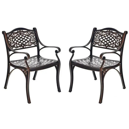 All-Weather Cast Aluminum Outdoor Dining Chairs, Set Of 2 - 23 in x 22 in x 32.5 in