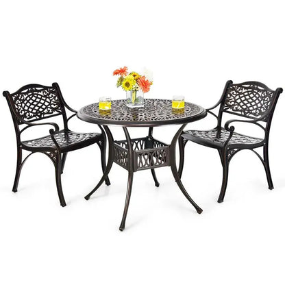 All-Weather Cast Aluminum Outdoor Dining Chairs, Set Of 2 - 23 in x 22 in x 32.5 in