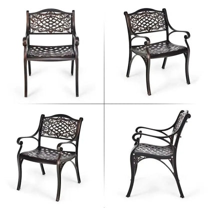 All-Weather Cast Aluminum Outdoor Dining Chairs, Set Of 2 - 23 in x 22 in x 32.5 in