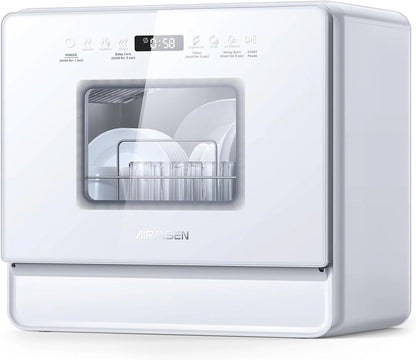 AIRMSEN Countertop Dishwasher, 5.2 Liters, 4/5 Place Settings, White - A01