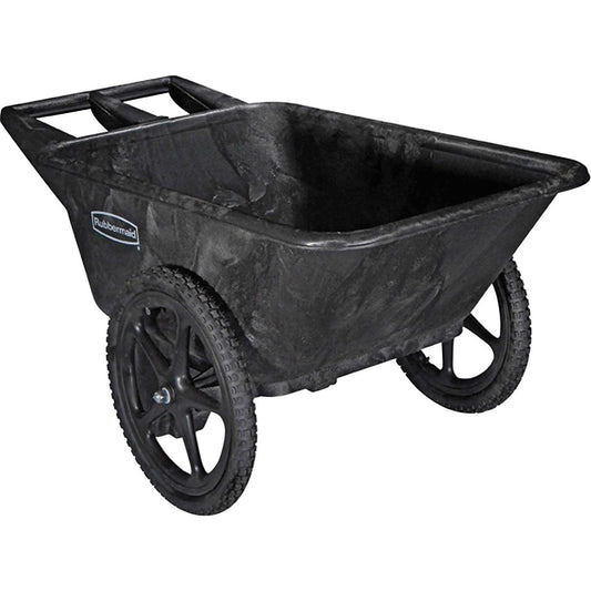 Rubbermaid Big Wheel Agriculture Cart, 300-lb Capacity, 71/2 Cubic Feet, Black - 323/4w x 571/2d x 281/4h