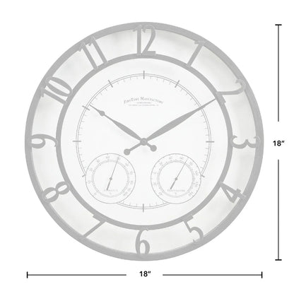 18 Inch Bronze-Tone Outdoor Wall Clock With Thermometer And Hygrometer